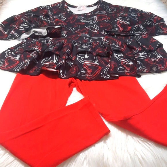 2 Pc Matching Valentines Set - Size 7-8 Ruffle Boutique Set - Color: Red & Black - Picture 7 of 11